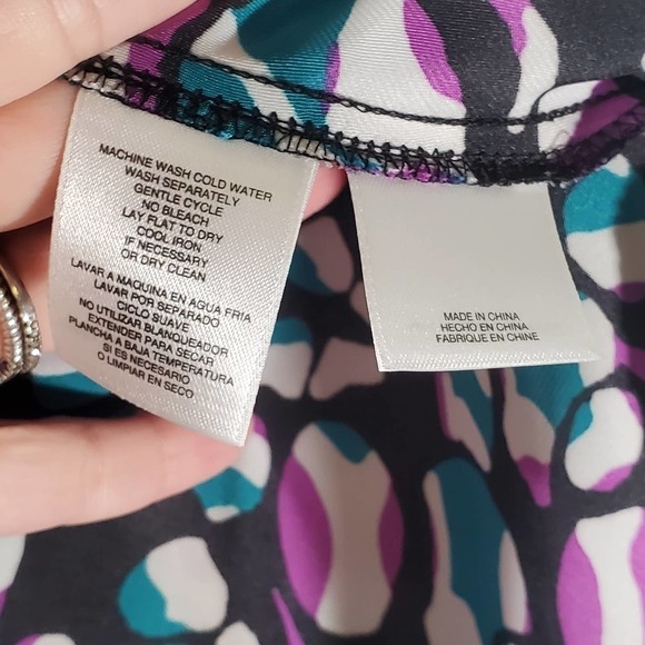 Nine West Satin Tie Neck Sleeveless Blouse Purple Blue Size Small - Picture 7 of 10